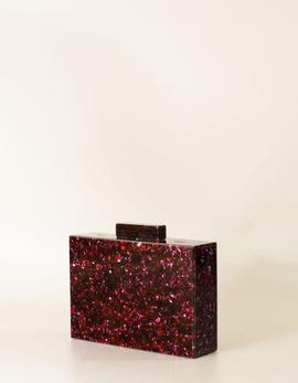 Clutch Cuadrado Purpurina Rojo