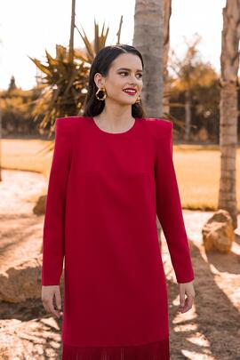Vestido Cayma Closet Bria Bajo Flecos Rojo para Mujer