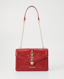 Bolso Moschino Love Shiny Croco Rojo para Mujer