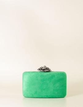 Cartera de Fiesta Verde con Cierre Flor