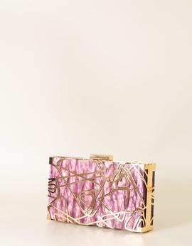 Clutch Malva con Motivo Dorado para Chica