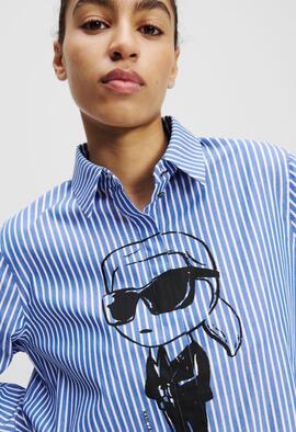 Camisa Karl Ikon Print Karl Raya Azul