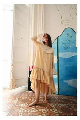 Vestido Preppy Cuello Camel