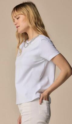 Camiseta Kocca Giona Cuello Brillos Blanca