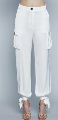 Pantalón Relish Cargo Satinado Blanco