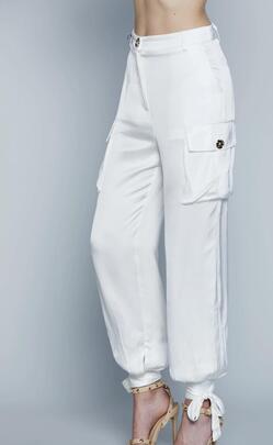 Pantalón Relish Cargo Satinado Blanco