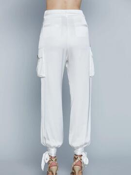 Pantalón Relish Cargo Satinado Blanco