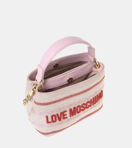 Bolso Love Moschino Mano Raffia Rosa