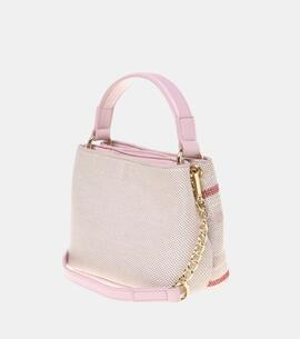 Bolso Love Moschino Mano Raffia Rosa