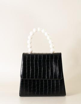 Bolso Negro Asas Perlas para Chica