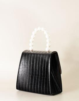 Bolso Negro Asas Perlas para Chica