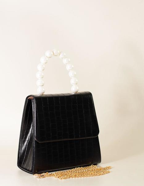 Bolso Negro Asas Perlas Chica