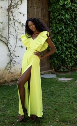 Vestido Cayma Evase Maxi Largo Volantes lima