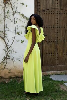 Vestido Cayma Evase Maxi Largo Volantes lima