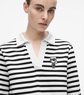 Polo Karl Lagarfeld Escote V Rayas negro/crudo