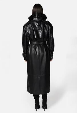 Trench Twenty Gizem Larga Piel Negro