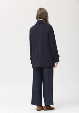 Abrigo Oky Cuarta Sarga Doble Neopreno Marino