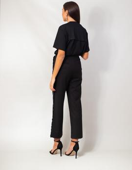 Pantalón Isabelle Blanche Negro Banda Strass para Mujer