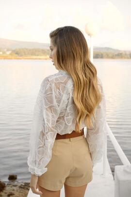 Blusa Highly Romantica Gasa Blanca