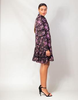 Vestido Isabelle Blanche Morado Estampado De Flores