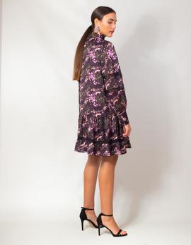 Vestido Isabelle Blanche Morado Estampado De Flores