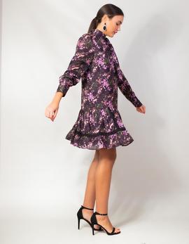 Vestido Isabelle Blanche Morado Estampado De Flores