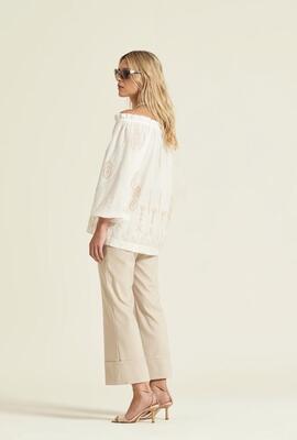 Blusa Oky Nita Voile Bordado Blanco