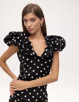 Vestido Mioh Biancca Dots Negro