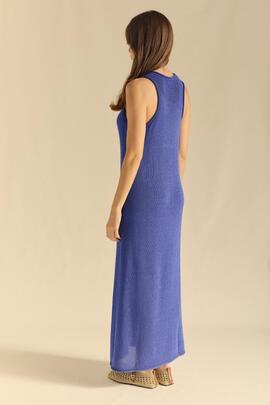 Vestido Montoto Cinta Cuello Halter Azul