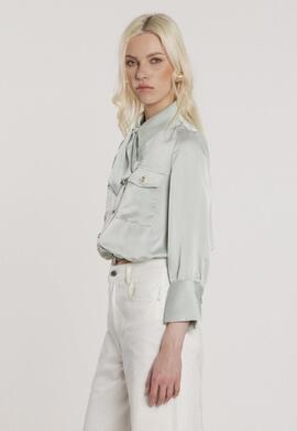 Blusa Relish Globo Satinada Verde Agua