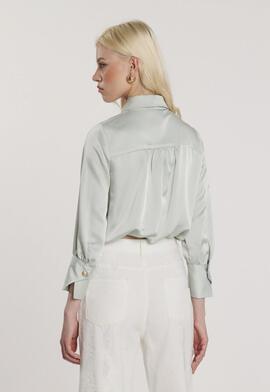 Blusa Relish Globo Satinada Verde Agua