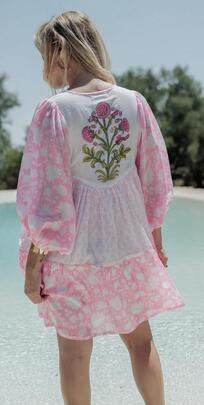 Vestido Piti Cuiti Ambar Corto Rosa
