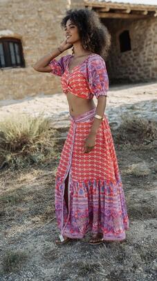 Conjunto Piti Cuiti Falda Top Rojo