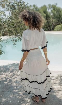 Conjunto Piti Cuiti Falda Top  Blanco/Negro