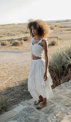 Conjunto Piti Cuiti Falda Top Blanco