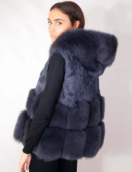 CHALECO CAPUCHA ZORRO GRIS