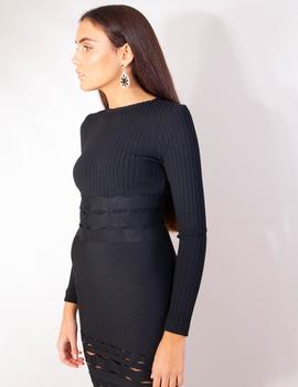 Falda Tubo Bandage Negra F-P para Mujer