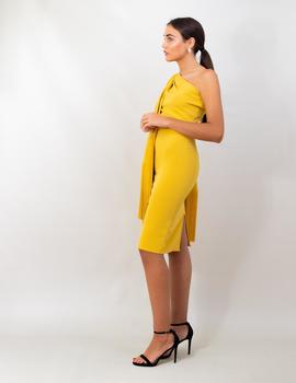 Vestido mantón flecos mostaza para Mujer