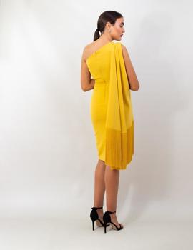 Vestido mantón flecos mostaza para Mujer