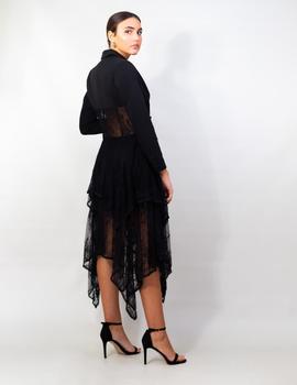 Vestido Encaje Picos Negro Lasaison para Mujer