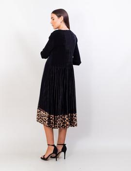 Vestido Negro Cenefa Print Natural De Lasaison para Mujer