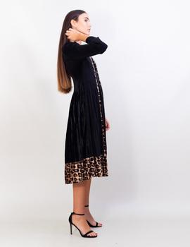 Vestido Negro Cenefa Print Natural De Lasaison para Mujer