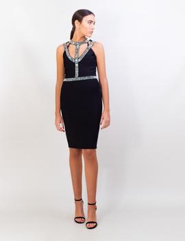 Vestido Bandage Pedrería Escote Negro De Buby.s para Mujer