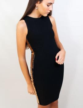 Vestido Negro Lateral Tubos Dorados D Sirelys para Mujer