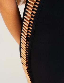 Vestido Negro Lateral Tubos Dorados D Sirelys para Mujer