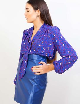 Blusa Lazo Cuello Flore Malva De Jane Wood para Mujer