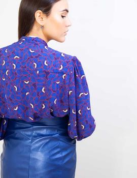 Blusa Lazo Cuello Flore Malva De Jane Wood para Mujer