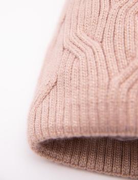 Gorro Pompóm Piel Rosa para Mujer