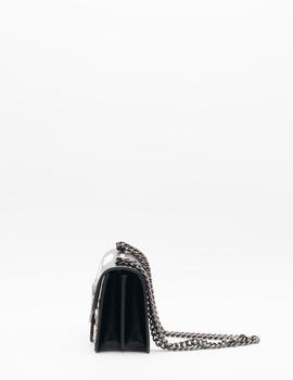 Bolso Pájaros Y Letras Negro para Mujer