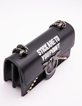 Bolso Pájaros Y Letras Negro para Mujer